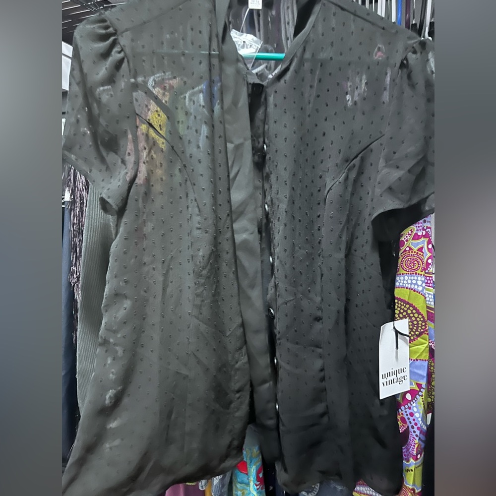 NWT black sheer unique vintage top
